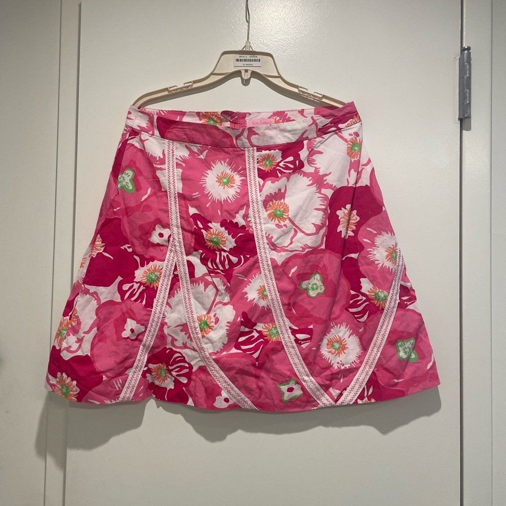 LILLY Pulitzer Sonia A Line Skirt Hot Pink Cherry Blossom Women 10